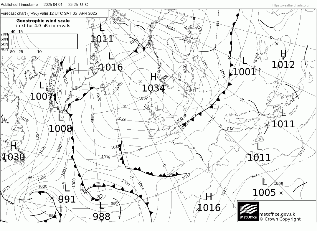 Situation prévue dans 96h