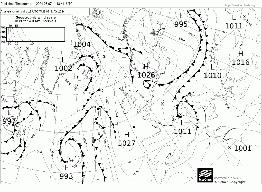 Atlantic pressure charts  day