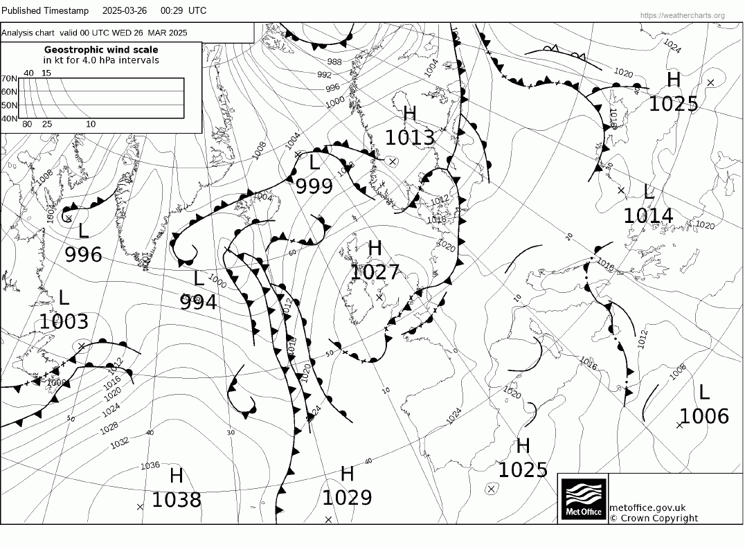 Atlantic pressure charts  day