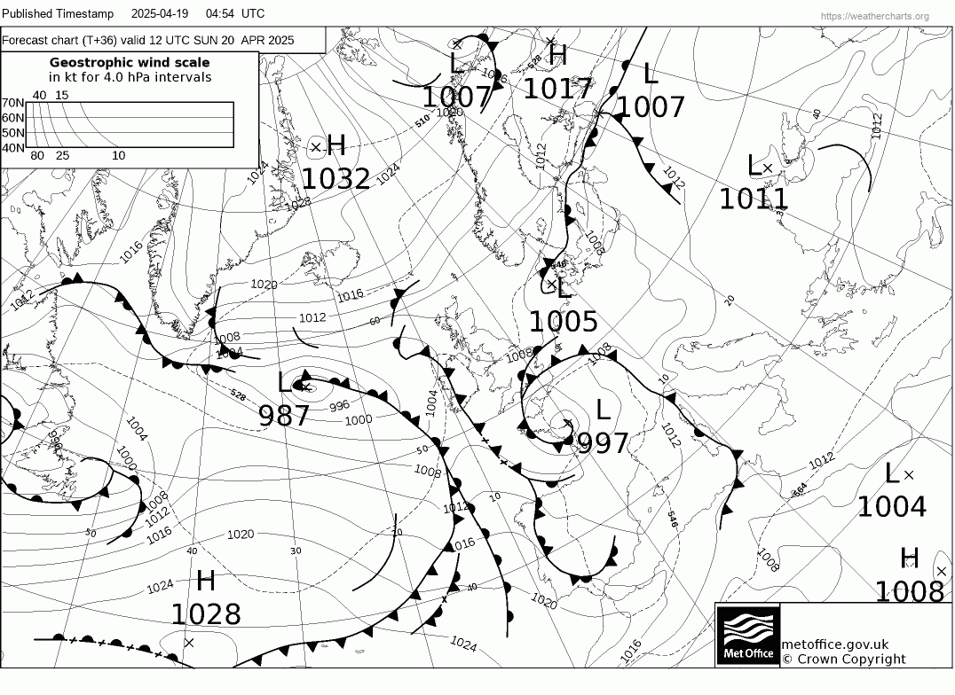 Latest Met Office synoptic chart - T+36