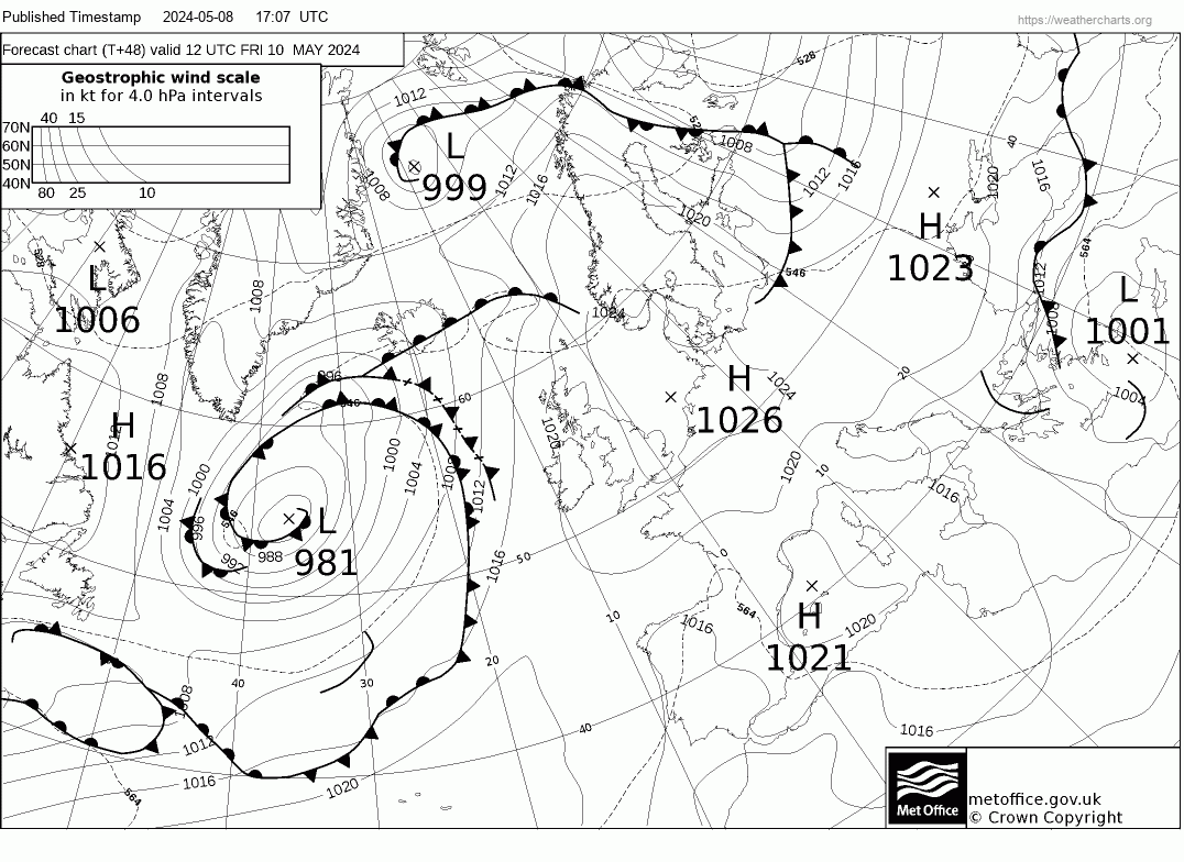 Latest Met Office synoptic chart - T+48