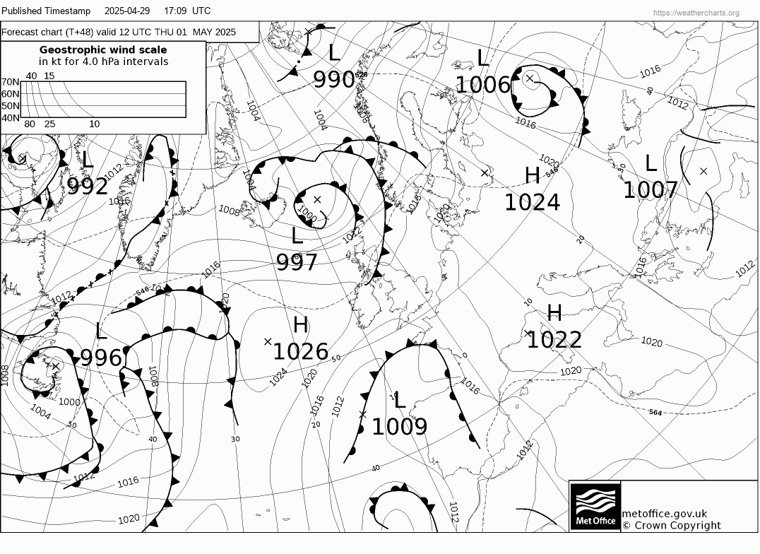 Latest Met Office synoptic chart - T+48