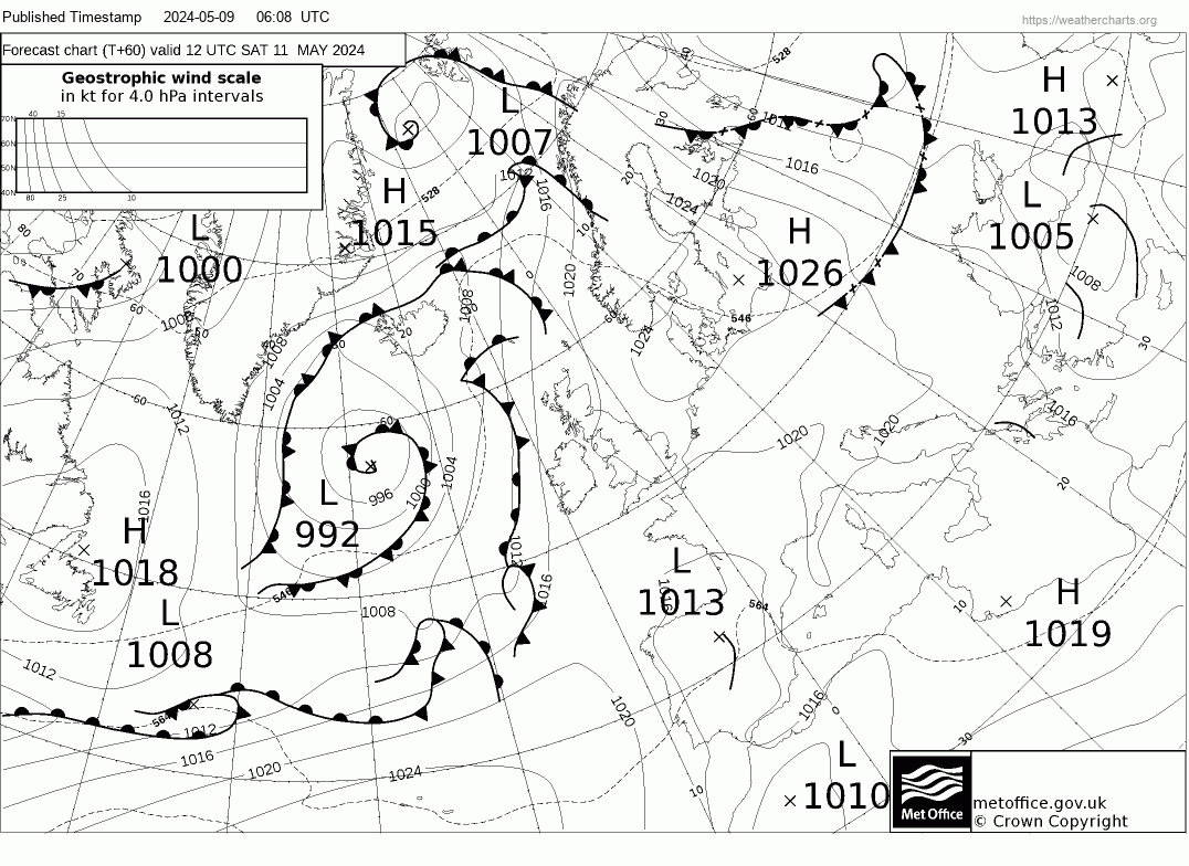 Latest Met Office synoptic chart - T+60