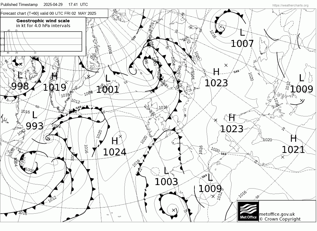 Latest Met Office synoptic chart - T+60