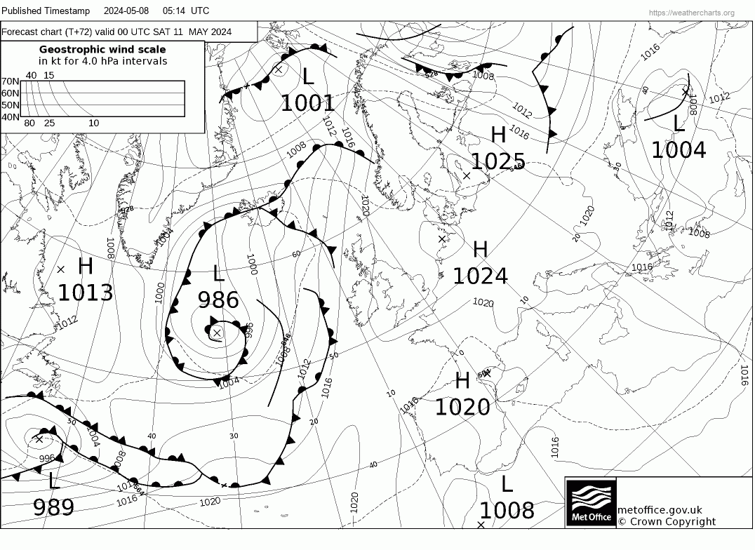 Latest Met Office synoptic chart - T+72