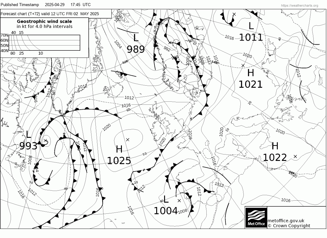 Latest Met Office synoptic chart - T+72