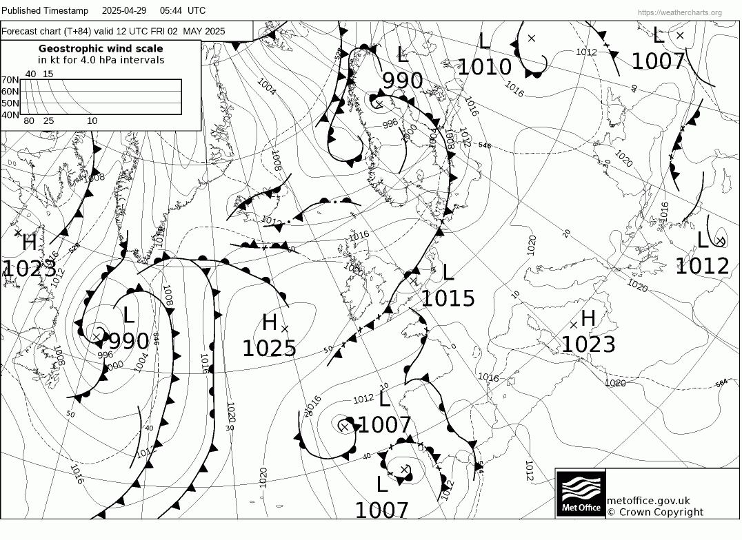 Latest Met Office synoptic chart - T+84