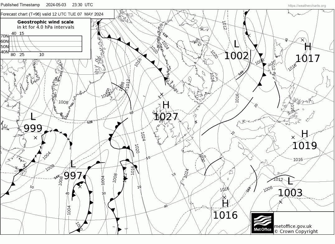 Latest Met Office synoptic chart - T+96