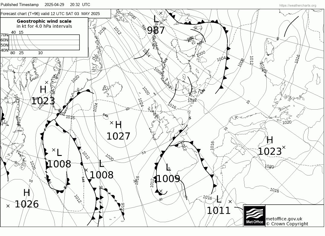 Latest Met Office synoptic chart - T+96