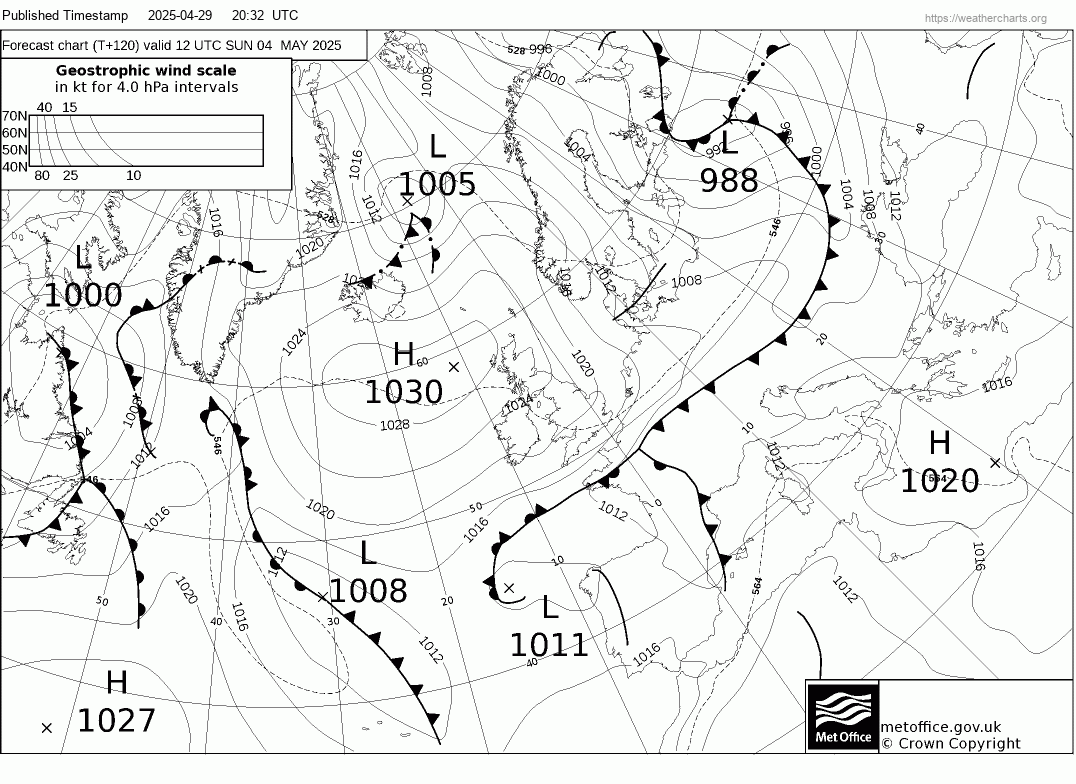 Latest Met Office synoptic chart - T+120